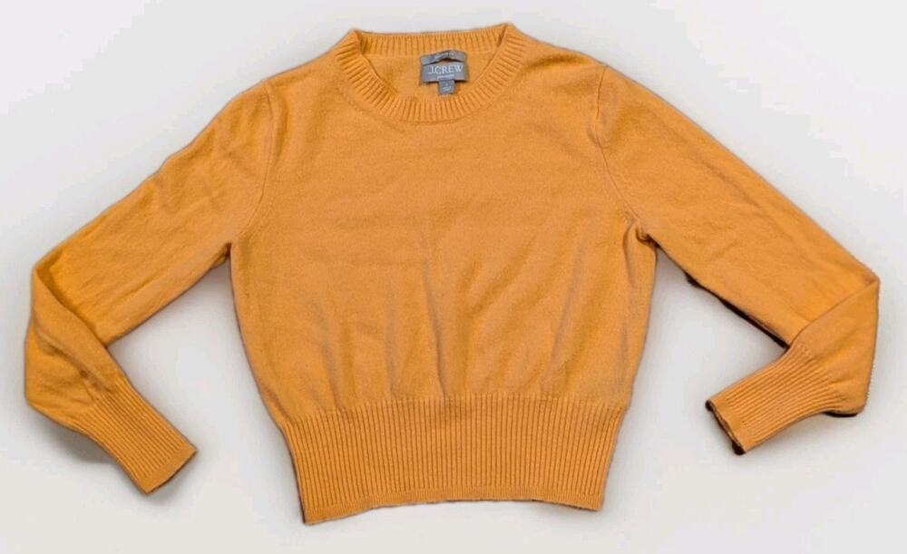 J.Crew Cashmere Sweater Women’s S Orange Cropped Crewneck Soft Luxury Knit